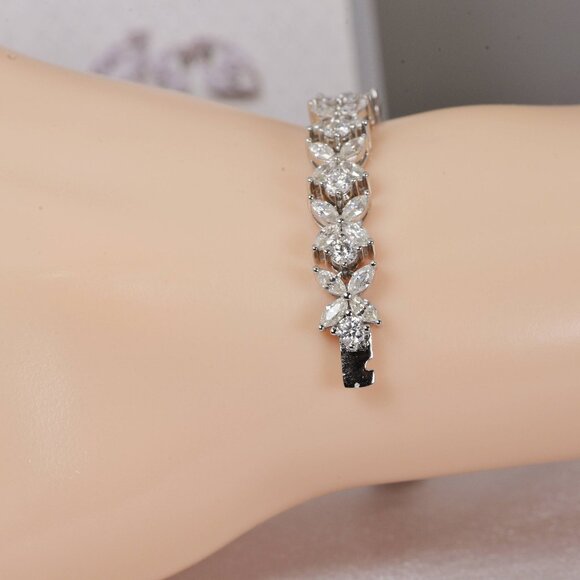 GRA Certified Maqui and Round Cut Moissanite Tennis Bracelet 925 Sterling - Picture 5 of 8